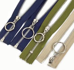 Metalen vervangende naaiende nylon ritsen, 5 stuks metalen ritsen sterke ritsen kleurrijke ritsen(Khaki,Open End 40Cm) — thumbnail 4