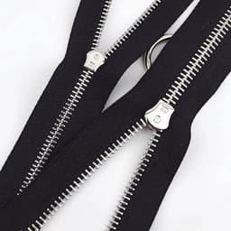 Metalen vervangende naaiende nylon ritsen, 5 stuks metalen ritsen sterke ritsen kleurrijke ritsen(Khaki,Open End 40Cm) — thumbnail 2