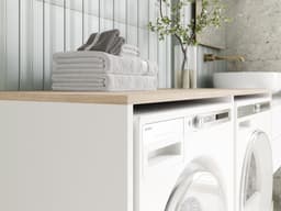 PLATAN ROOM Wasmachinekast, 130 cm breed, bovenbouwkast, wasmachine of wasdroger, kast voor badkamer (65 cm diep, wit/sonoma eiken) — thumbnail 5