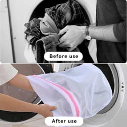 5-delige wasnetset - grof gaas - rechthoekige waszakken met rits - beschermt en voorkomt vervorming - ideaal voor delicate kleding - sweaters - shirts - ondergoed — thumbnail 2