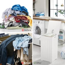 Wasmand Kast - Badkamerkast - Opbergmeubel - Wassorteerder - Kast met Wasmand - Wit — thumbnail 5