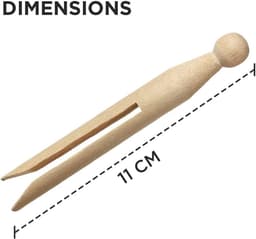 Houten Wasknijpers - Dolly Haringen - Kleding Ophangen - Onbehandeld Berkenhout - 11 cm - Natuurlijk — thumbnail 5