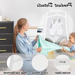 Schoenwaszakken voor Sneakers en Kleding - Grote Honeycomb Mesh Waszak met Rits en Band voor de Wasmachine en Droger — thumbnail 4