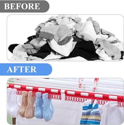5 Stuks Sokkendroger - Sokkenhangers - Draagbare Washaken - 32 X 5cm - Ruimtebesparend - Antislip - Droogrekaccessoire - Kledinghanger - Plastic Kledinghanger - Geschikt Voor Ondergoed, Sokken, Sjaals, Dassen - Grijs, Rood, Blauw, Groen, Zwart — thumbnail 3
