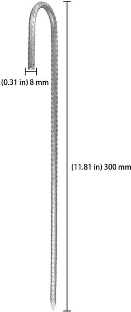 Dailygoody - Grondanker - J-haken - Veilig en stevig - 30 cm - Haringen voor trampolines - Ideaal voor camping en tenten - Geschikt voor verschillende... — thumbnail 2