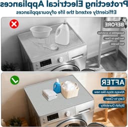 Wasmachine Mat - Droger Beschermer - Apparaten Beschermen - Waterdicht Siliconen - 68 x 68 cm - Grijs — thumbnail 3