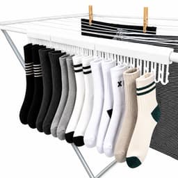2 Stuks Sokkenknijpers voor Droogrek – Sokkenhanger voor Wasrek – Wasknijperstrip – Ruimtebesparende Sokkendroger – Geschikt voor 12 Sokken per Clip – Wit — thumbnail 1