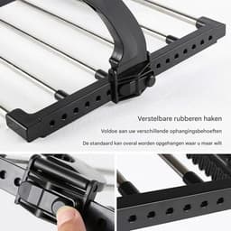TOVBMUP Droogrek - Droogrek voor kleding - Droogrek voor schoenen van roestvrij staal voor balkons - Multifunctioneel opvouwbaar raammodel - Draagbaar opvouwbaar droogrek - geschikt voor Ophangen aan radiator, deur, douchewand of balkon - Zwart — thumbnail 4