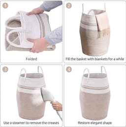 Wasmand 105L, Opbergmand van Katoen, Grote Mand met Handgreep, Linnenmand Bruin — thumbnail 4