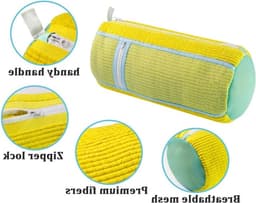 Schoenwaszakken voor wasmachine - 2 stuks, mesh waszakken voor sneakers, sportschoenen en canvas schoenen, 39 x 19 cm, geel — thumbnail 2