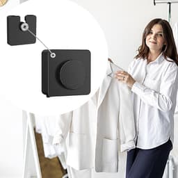 Oprolbare Waslijn - Drooglijn Binnen - Kleding Drogen - Zonder Boren - 48 Meter - Zilver — thumbnail 4