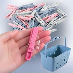 Wasknijperset met mand - Kledingklemmen set - Kleding drogen - Antislip handgreep - 30 stuks - Kleurrijk — thumbnail 5