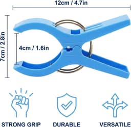 Grote Wasknijpers - Robuuste Klemmen - Kleding Drogen - Winddicht Ontwerp - 12 Stuks - Grijs — thumbnail 5