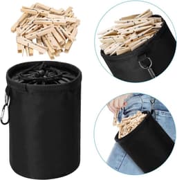 Opbergtas - Kleine tas - Wasknijpers bewaren - Met haak - 20 x 28 cm - Zwart — thumbnail 4