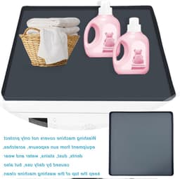Verhoogde koelkastmat 65 x 60 cm, siliconen vloermat voor bescherming, lekbak voor koelkast en wasmachine, zwart — thumbnail 4