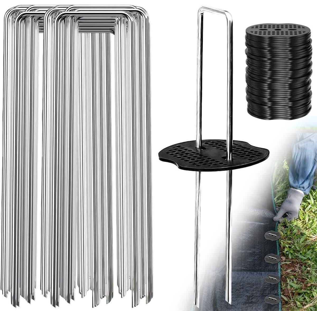Allecto - Grondankers - 50 Stuks - Roestvrij staal - Tuin en Camping - Sterke bevestiging - Ideaal voor buitengebruik - Metalen ringen — afbeelding 1