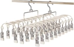 Set van 2 RVS Sokdroogrekken met 40 Clips, Dubbele Rij Kledingknijpers, Windbestendig Vouwdroger voor Sokken, Ondergoed en Handschoenen — thumbnail 1