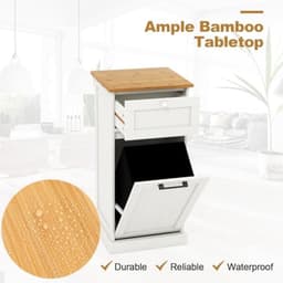 Vuile kledingkast houten emmer voor vuile kleding met lade en afneembare wasmand 40x37x82 cm wit — thumbnail 4
