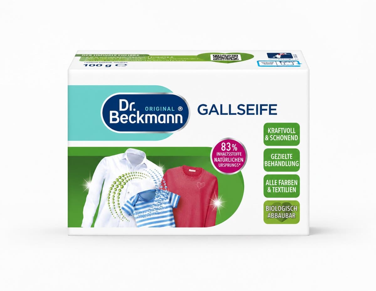 Dr. Beckmann Ossengalzeep - Natuurlijke allrounder tegen vlekken - met de bewezen kracht van galzeep - bevat 0% geur-, kleur- en bleekstoffen - 100 g — afbeelding 1