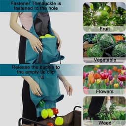 Oogstschort Tuinieren - Plukschort Groente Fruit - Oogst Verzamelen - Met Trekkoord Tas - Meerdere Zakken - Bordeaux Grijs Blauw — thumbnail 3