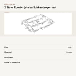 Dailygoods- Sokkendroger set van 2 - Roestvrij Stalen - 35 x 28 cm - Hangend - 40 Klemmen - Ideaal voor Camping/Balkon - Wasrek — thumbnail 4