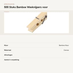 Dailygoods- Bamboe Haringen 500 Stuks - Kleine Houten Wasknijpers - Duurzaam - Compact - Winddicht - Hoogwaardig Materiaal — thumbnail 4