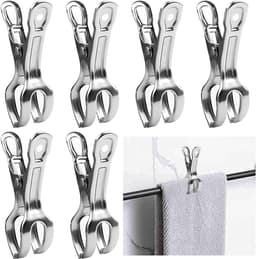 6-pack Keukendoekclips – Robuuste roestvrijstalen doekclips - ideaal voor in de keuken, aan ovenhandgrepen, handdoekrekken in de badkamer, vaatwassers en fornuizen - om te voorkomen dat handdoeken eraf vallen – Zilver — thumbnail 1