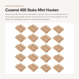 Dailygoods- Wasknijpers Mini Houten - Set van 400 - 3,5 x 0,7 cm - Voor Knutselen - Doe-het-zelf Decoratie - Betrouwbare Grip - Knutselmateriaal — thumbnail 5