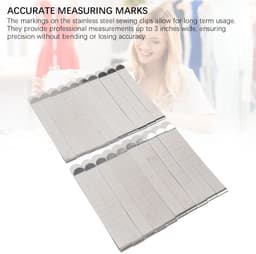 Naailiniaal, roestvrijstalen zomengereedschap met maatmarkeringen, 3 inch professionele stoffen klemmen voor kledingmontage en gordijntoepassingen, 20-delige set — thumbnail 3