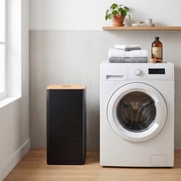 Wasmand - 55 l - met gaatjes - zwart-naturel — thumbnail 4