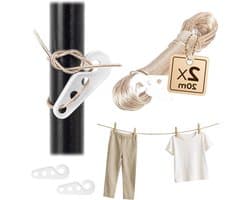 Waslijn Set - Droogkoord - Kleding Drogen - Stalen Kern Weerbestendig - 2x 20 Meter - Transparant