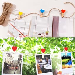 Houten Hart Clips - Kleine Was Knijpers - Foto's Ophangen - Met Metalen Spring - 100 Stuks - Multicolour — thumbnail 3