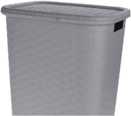 Benson Wasmand - rotan - met deksel - lichtgrijs - 60 liter - 33 x 44 x 60 cm - kunststof — thumbnail 4