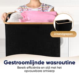 DARI. Wasmand 100L - Opvouwbare wasmand - Uitneembare waszak - Wassorteerder - Zwart — thumbnail 3