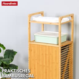 FLOORDIREKT Wasmand van Bamboe Arizona - Wasverzamelaar met 2 Compartimenten - Voor Vuile Was - Houten Wassorteerder met Grote Wasbox — thumbnail 5