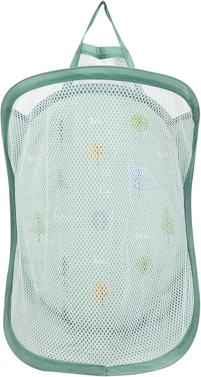 Opvouwbare wasmand voor kinderen in klein formaat - Groen - Wandmonteerbaar - Polyester - Ideaal voor kinderzitje, speelgoed en wasopslag — afbeelding 1