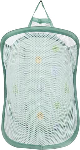 Opvouwbare wasmand voor kinderen in klein formaat - Groen - Wandmonteerbaar - Polyester - Ideaal voor kinderzitje, speelgoed en wasopslag — thumbnail 1