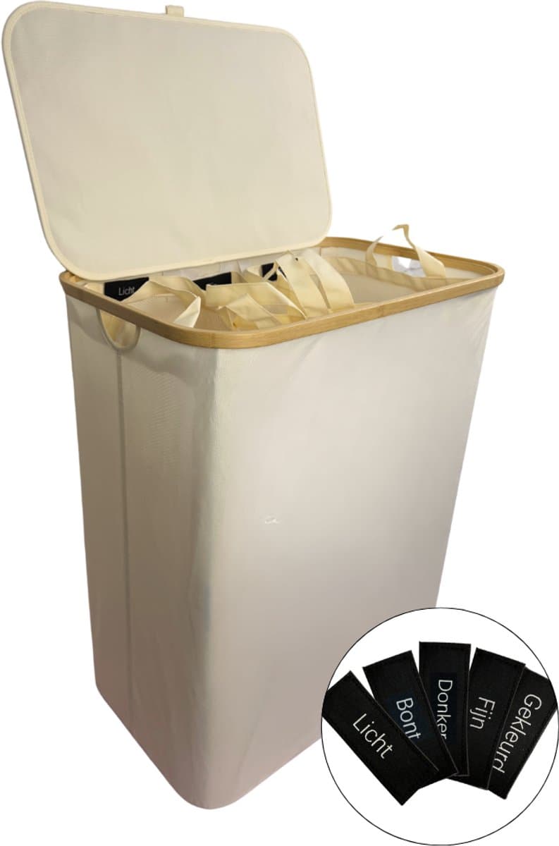 a sunny day Wasmand 3 Vakken - Wasmand met Deksel - Wasmand Beige — afbeelding 1