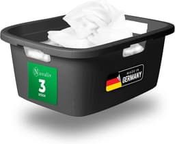 Novaliv 3-pack wasbak met 3 handgrepen 25L antraciet, wasboxset wasemmer wascontainer voor badkamerwas vuile was, wasbakken wasmand opbergmand verzamelbox — thumbnail 1