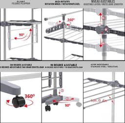 Thuys – Droogtoren 4 Verdiepingen – Droogtoren – Droogrek – Met 6 Wielen – 27m Drooglengte – 147 x 55 x 177cm – Grijs — thumbnail 2