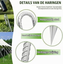 Grondanker Haringen - Verzinkt Staal - 30 cm - Voor Stabiele Bevestiging - Voor Tenten en Trampolines — thumbnail 2