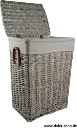 Wasmand - met witte katoenen hoes - 48 x 36 x 62 cm — thumbnail 2