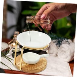 1set Tealight Wax Warmer Met Basis Ijzeren Frame Ceramische Aromatherapie Verwarmer Voor Scented Wax Geschikt Voor Woonkamer Slaapkamer Kantoor — thumbnail 5
