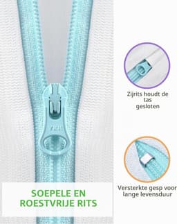 Wasnet voor de wasmachine - Mesh waszak voor ondergoed, blouses en shirts - 40 x 50 cm, set van 2 met rits en handvat — thumbnail 2