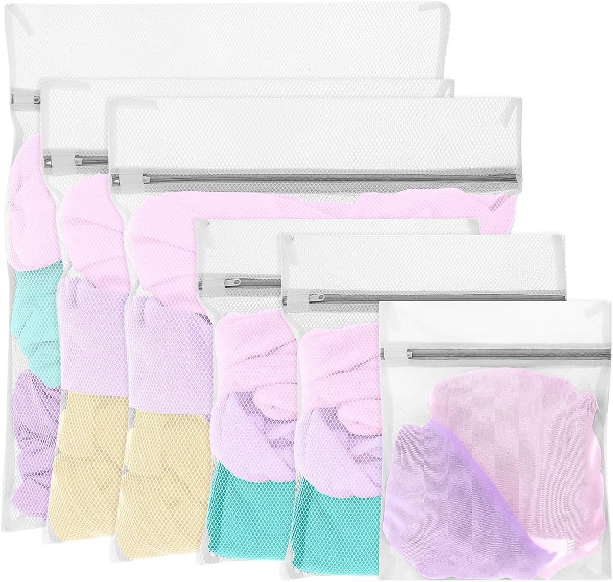 Set van 6 Herbruikbare Wasnetten met Rits voor Delicate Was, Ideaal voor Sweaters, Kleding en Ondergoed (25×30cm/30×40cm) — afbeelding 1