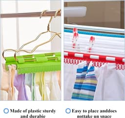 2 x Wasdroogrek – Sokkenclips – Kunststof sokkenclips – Handige en sneldrogende sokkenclips – Sokkenclips met snelsluiting – Clips voor opbergen en drogen – 32 cm x 5 cm — thumbnail 3