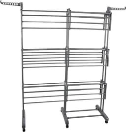 Droogrektoren - Uittrekbaar wasdroogrek - Kleding drogen - Opvouwbare vleugels - 75-132cm breed - Grijs — thumbnail 1