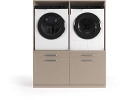 Wasophoogte® Wasmachine Kast Oslo - Wasmachine verhoger - Wasmachine ombouw - 700(D)*1330(B)*1580(H) mm - Taupe