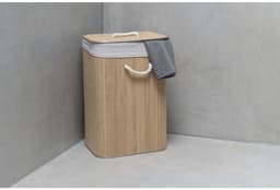 alpina Wasmand met Deksel - 30x40x56 cm - Gemaakt van Hout - Kleur Bruin en Zwart - Met Handgrepen - Ruimtebesparend Ontwerp - Compact en Praktisch voor Elke Ruimte — thumbnail 3