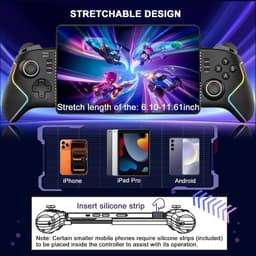 Gamecontroller voor iPad/tablet (tot 13 inch) met hall‑effect‑joysticks en‑triggers, macro‑functie, turbo‑functie, rgb‑verlichting, remote‑play‑controller voor PS5/PS4/pc/Xbox — thumbnail 2